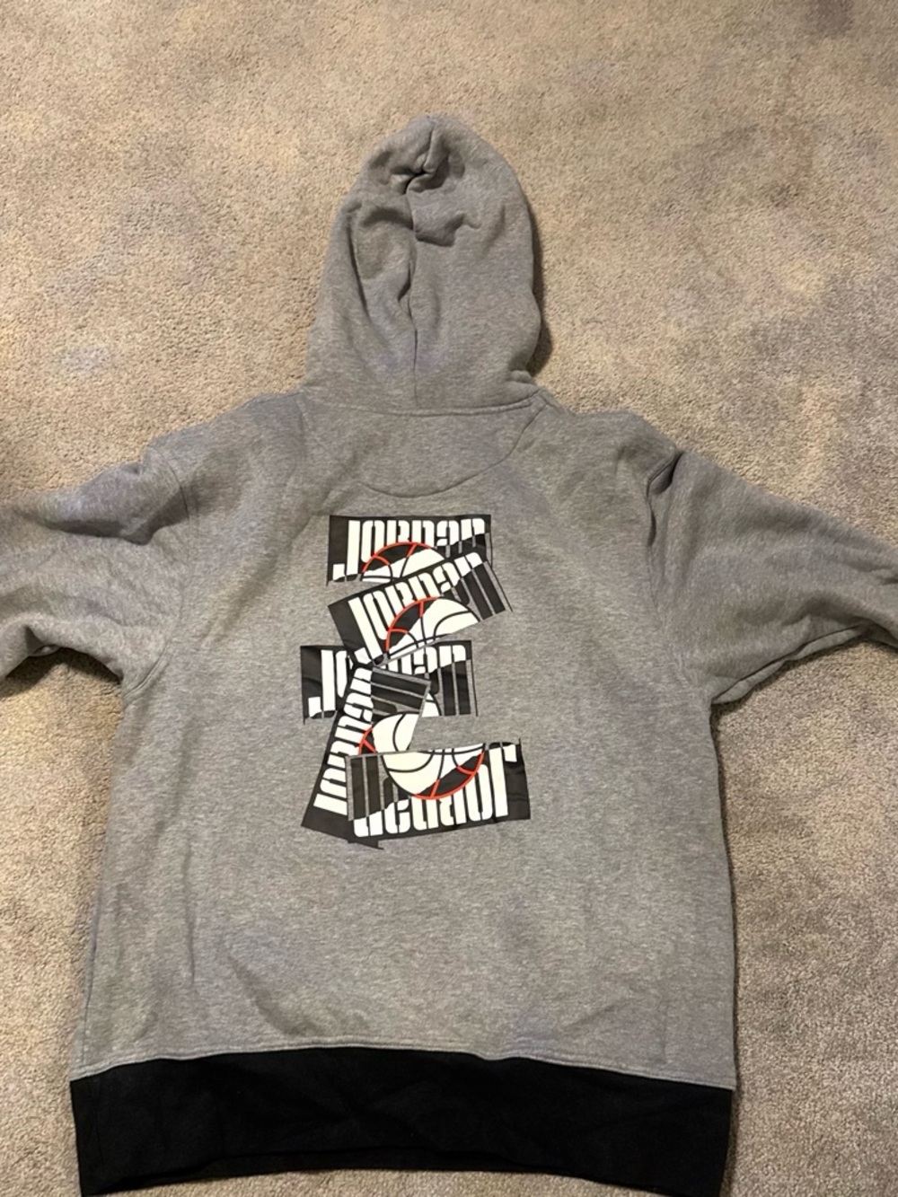 Jordan Men’s Gray Zip-Up Hoodie with Graphic Panels